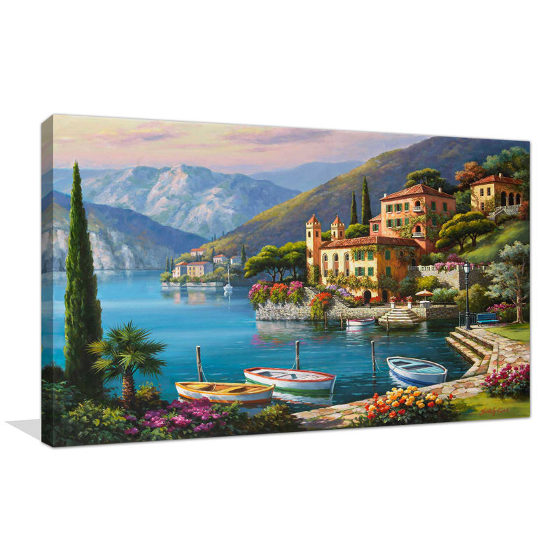 «Villa Bella Vista» par Sung Kim - peinture, H 24 po x l 40 po, Toile tendue, Sans cadre