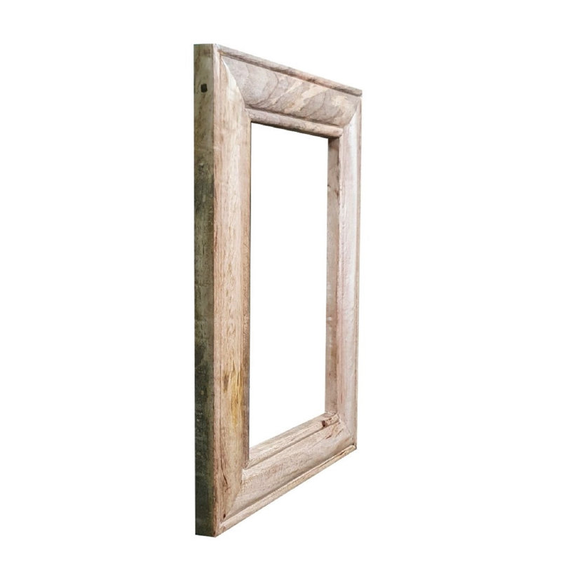 Adriano Solid And Engineered Wood Flat Mirror, Natural, 60cm H x 75cm W