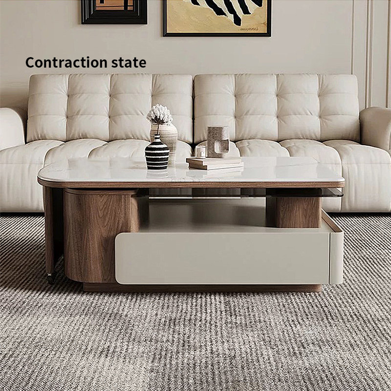 Table basse moderne et minimaliste avec rangement télescopique