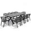 Ensemble repas pour 10 personnes en aluminium avec chaises empilables et trou pour parasol-137634836-137634840