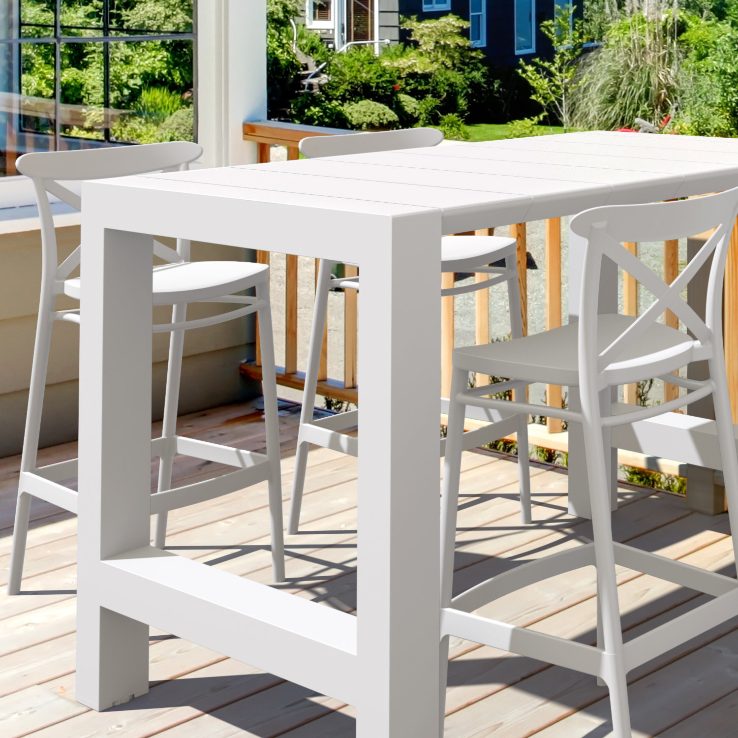 Bijou Outdoor Bar Stool, White, Bar Stool (29.5" Seat Height)