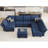 Ashbury Ivery 116.6'' U Shaped Couch Modular Polyester Blend Sectional Sofa with Cushions-2109943725