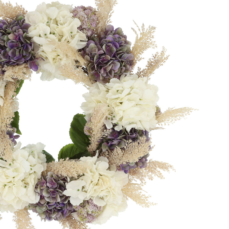 Plume 22" Grapevine Wreath with Hydrangeas, Pampas and Sedum