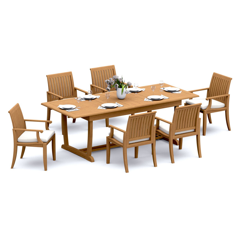 Lagos Teak Wood Patio Dining Set with, 6
