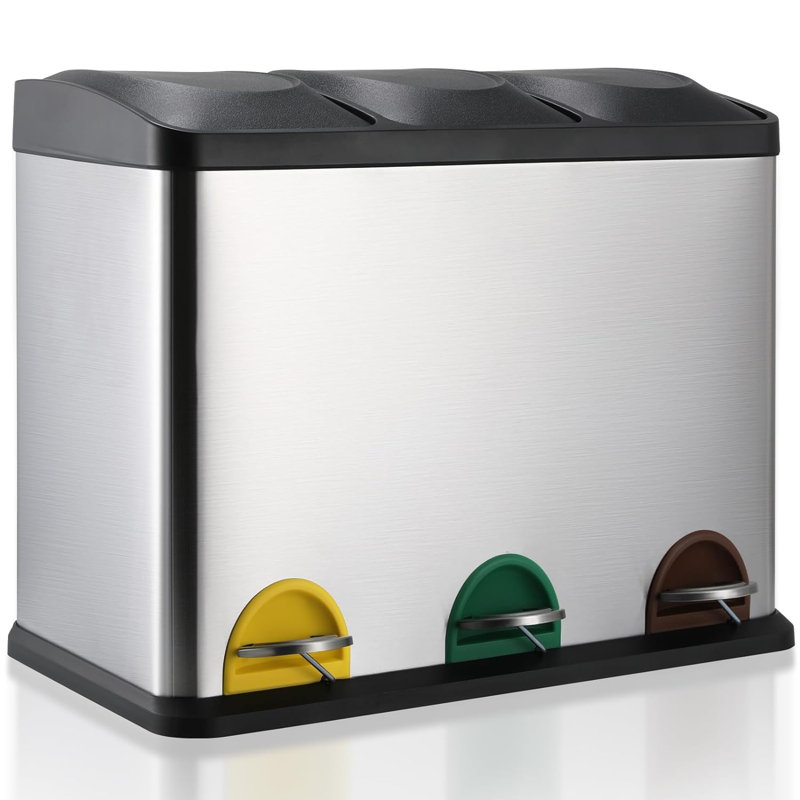 Gruffudd Stainless Steel Step On Kitchen Trash Can - 45L