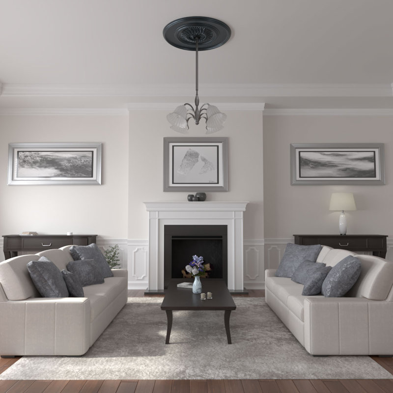 Grand médaillon de plafond floral Endurathane, diamètre extérieur de 41 1/8 po x P 2 1/2 po (convient aux auvents jusqu'à 1 1/2 po), finition d'ombre de nuit peinte à la main