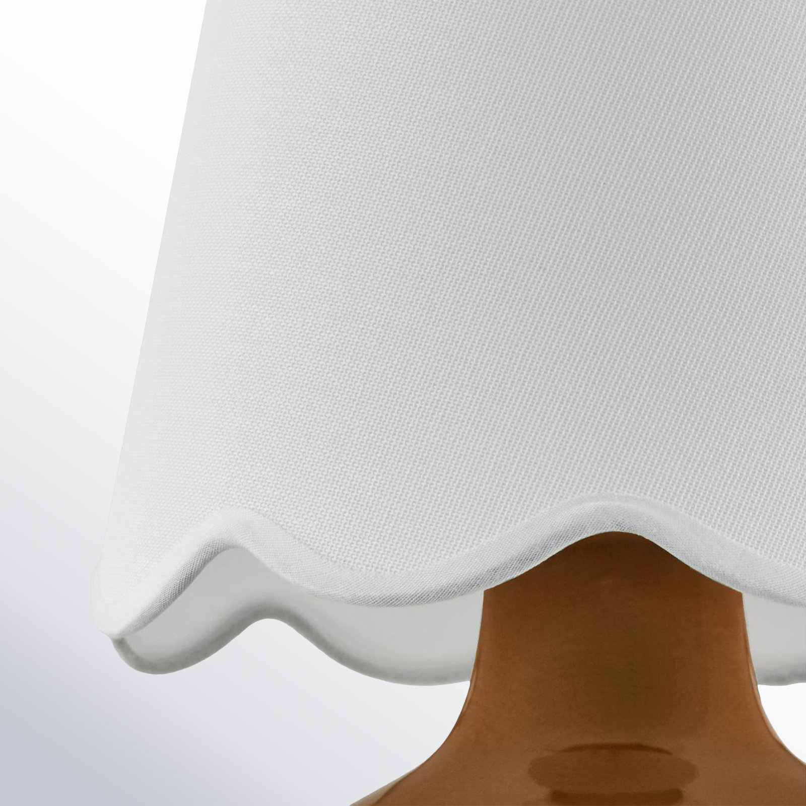 Momsen Scallop Shade Lamp, 13"" H x 8"" W x 8"" D, Brown, White Twill
