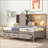 Twin Size Pine Wood Platform Daybed with Storage Shelves, 3 Drawers, Cork Board &amp; USB Ports - Antique Gray-971133495