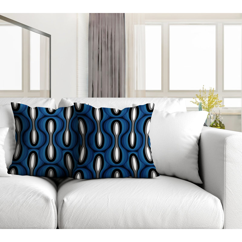 Coussin décoratif intérieur / extérieur Ikat, L 15 po x H 15 po, Noir