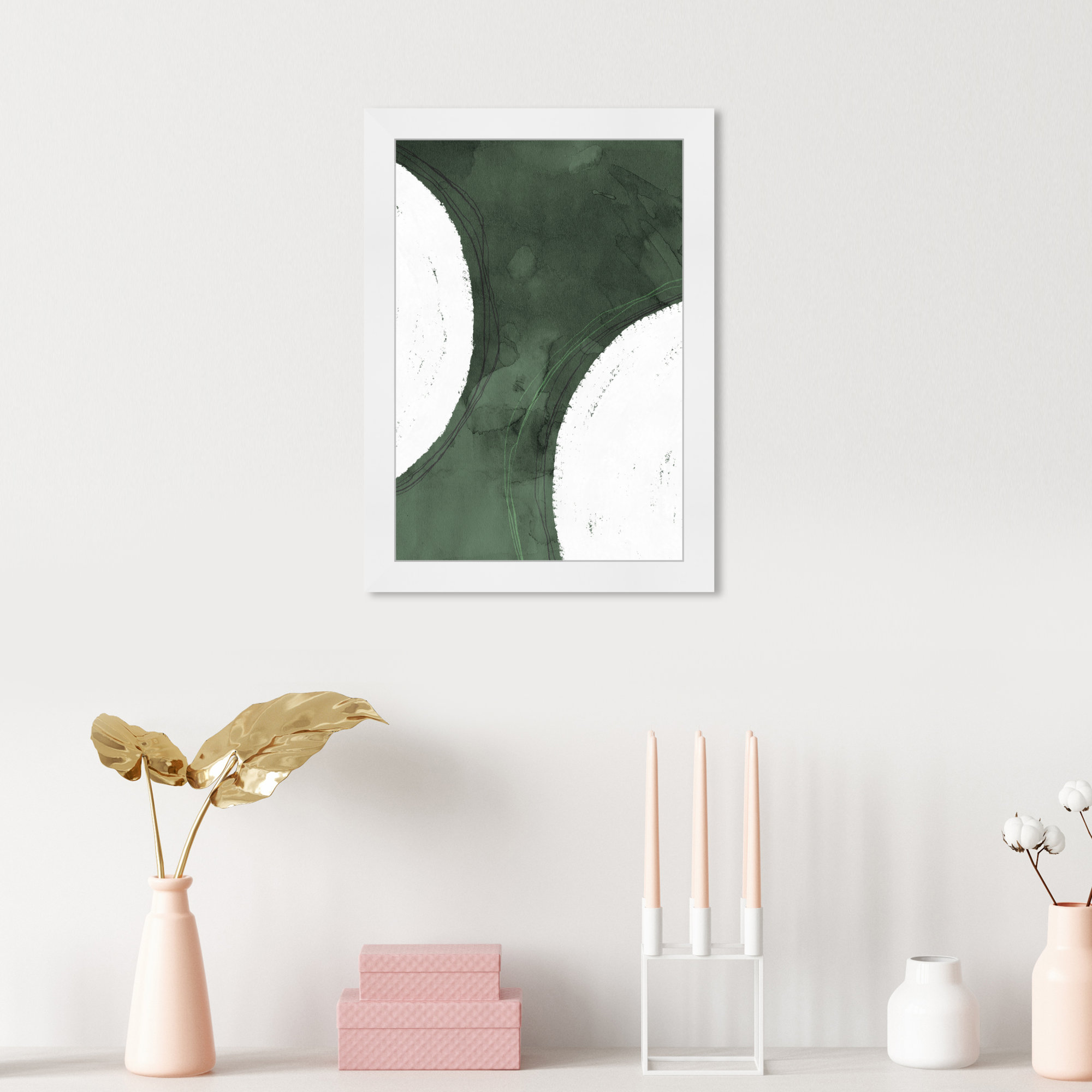 Green Moon by Oliver Gal, 17" H x 12" W x 0.5" D, White