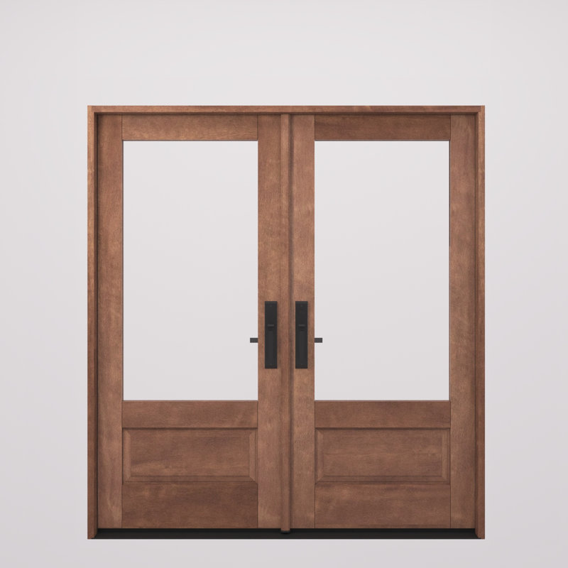 G7501-SW-80 | Porte double 80 po, extérieur pré-suspendu RTA, 3/4 de lit, 1 panneau, bois d'acajou brut