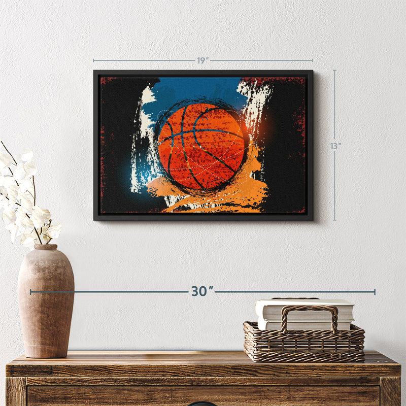 Impression sur toile Basketball Grunge, H 13 po x l 19 po