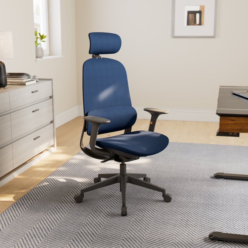 Chaise de bureau en filet avec appui-tête Victor, Bleu