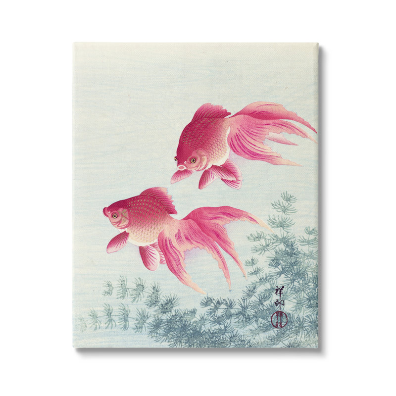 " Goldfish Ohara Koson Traditional Painting Fish Portrait " by One1000paintings Painting Print, Wrapped Canvas