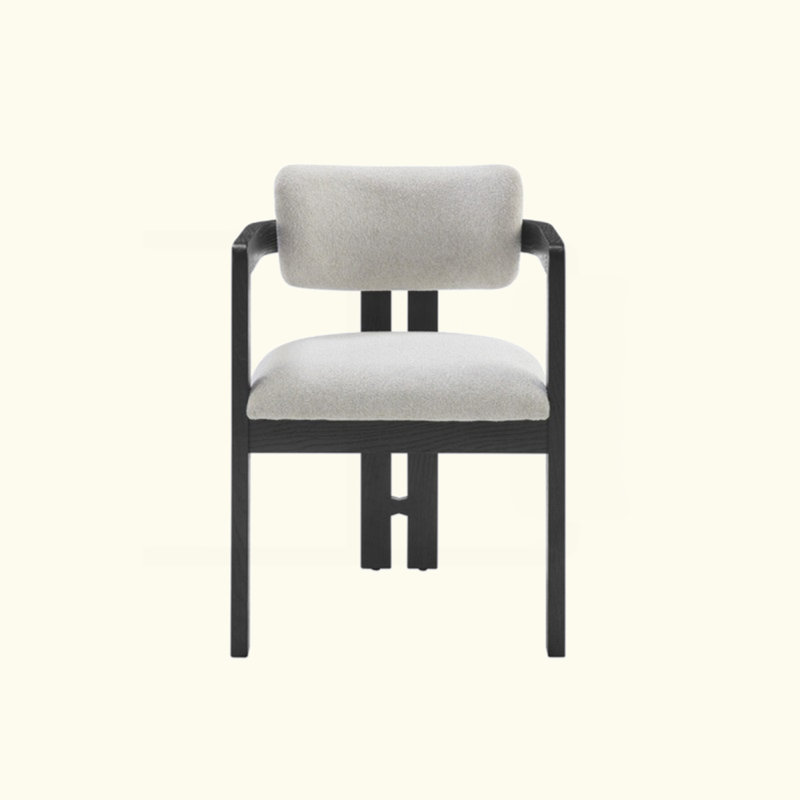Chaise de salle à manger avec accoudoirs rembourrés Modern Rustic, Noir