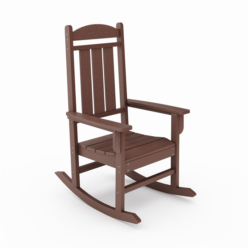 Chaise berçante traditionnelle Pecan - Bois en polyéthylène Hdpe classique, Brun