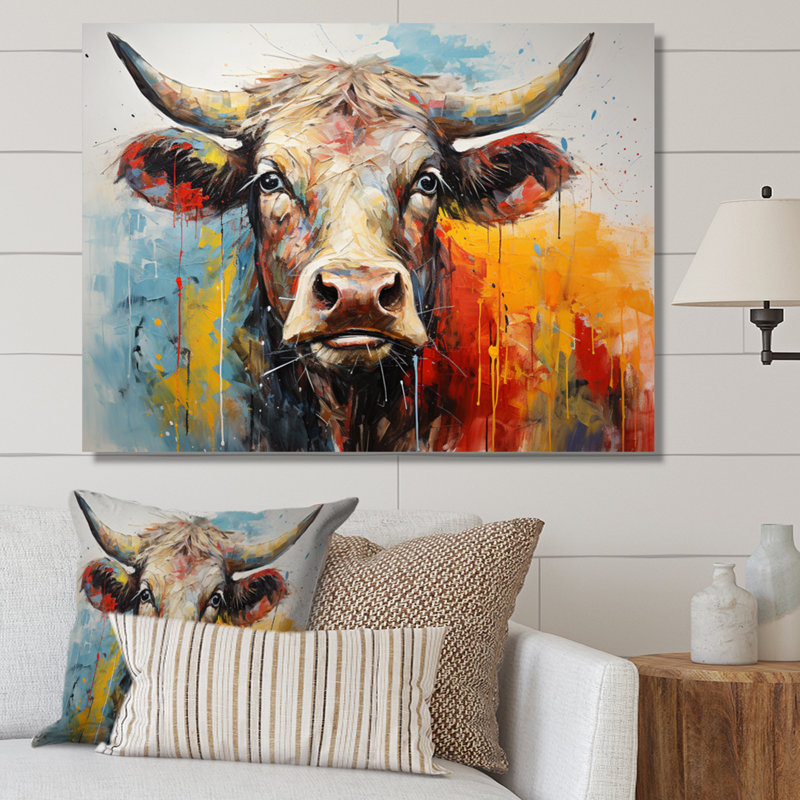Kengo Cow Majestic Bovine Collage II - Vache, impressions encadrées, H 12 po x l 20 po x P 1 po, Toile tendue