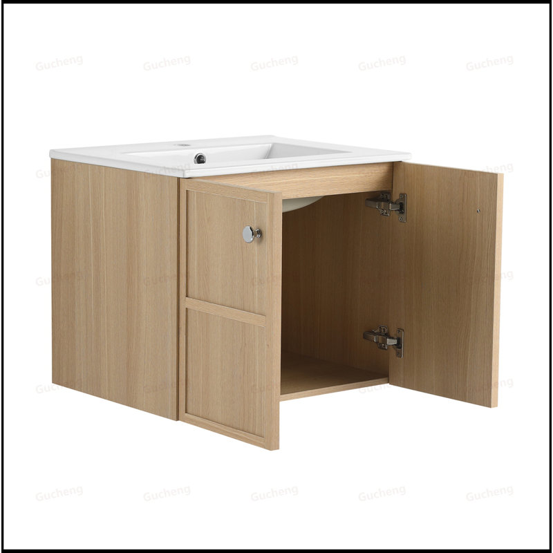 24"Wall-Mounted Bathroom Vanity Whit Ceramic Sink