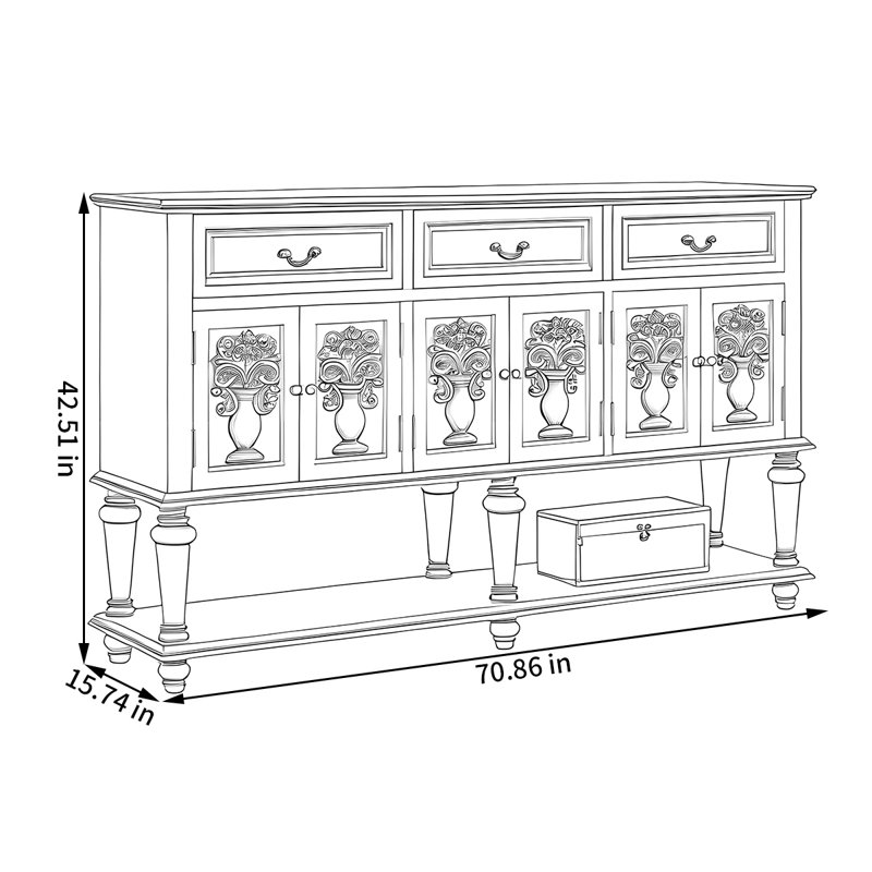 Buffet American American, Blue/Walnut