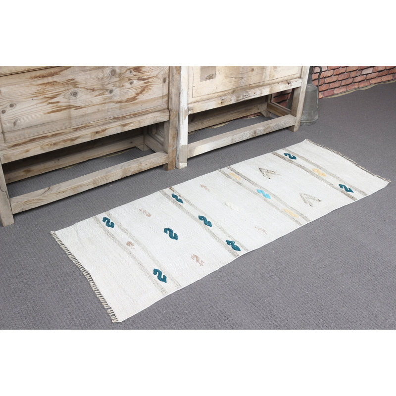 Tapis rétro en kilim à tissage plat rétro avec motifs antiques en chanvre