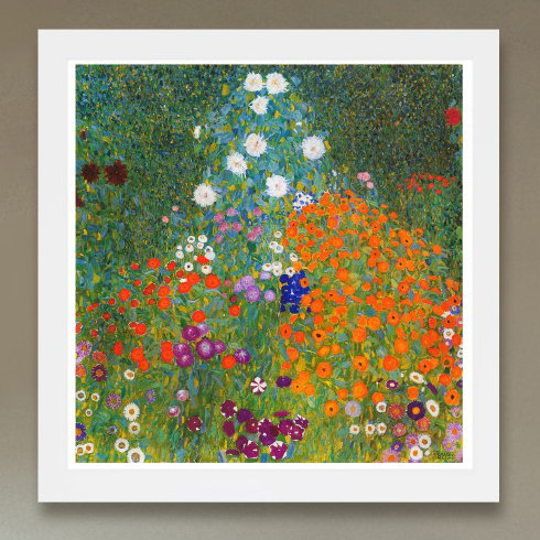 « artisanat jardin » par gustav klimt,, reproduction d’art encadrée, H 20 po x l 20 po