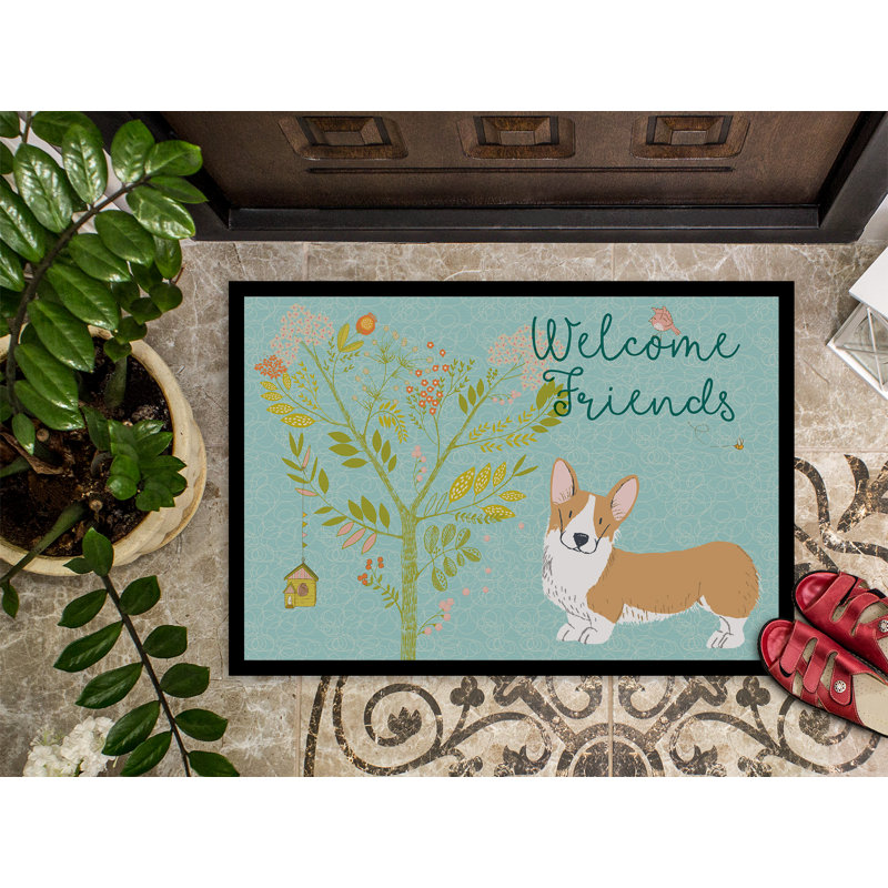 Non-Slip Indoor / Outdoor Doormat, Pembroke Welsh Corgi Red