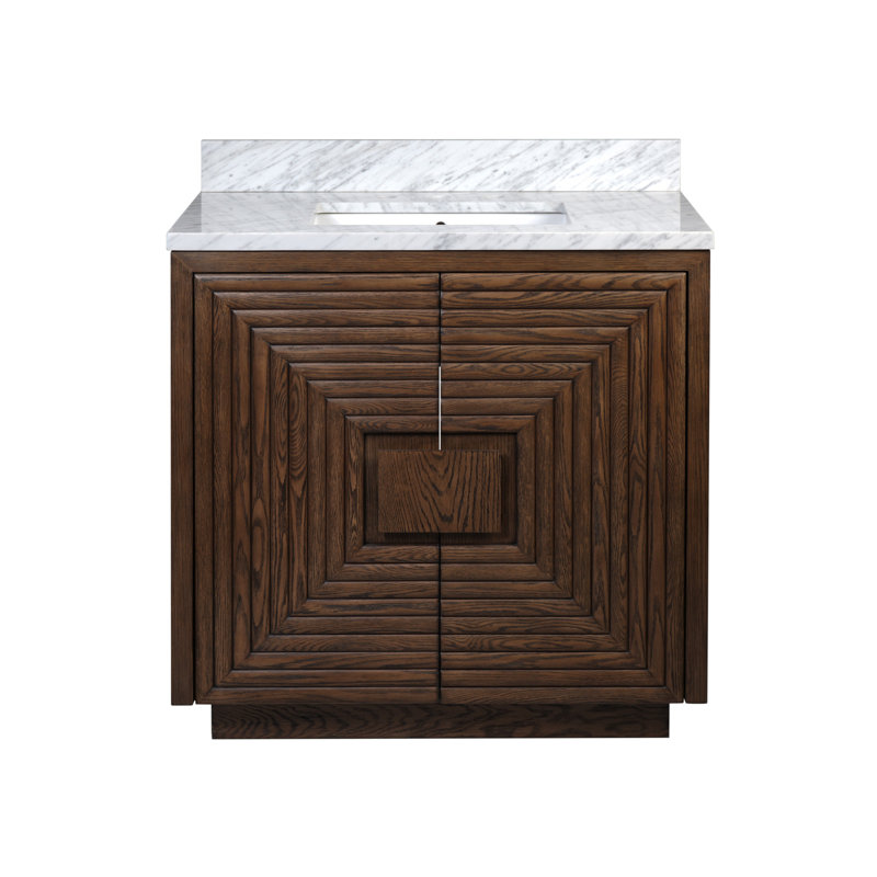Meuble-lavabo rectangulaire 38 po en marbre cacao Morombe