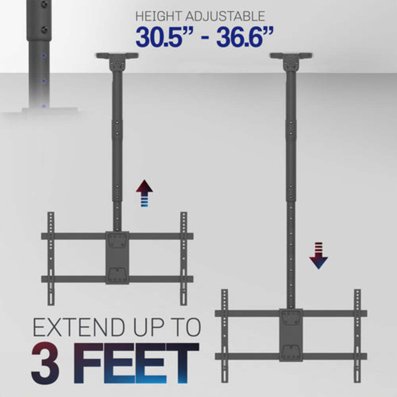 Vivo Extending Ceiling TV Mount For  Screens, 66.7" H x 27.2" W x 7.3" D