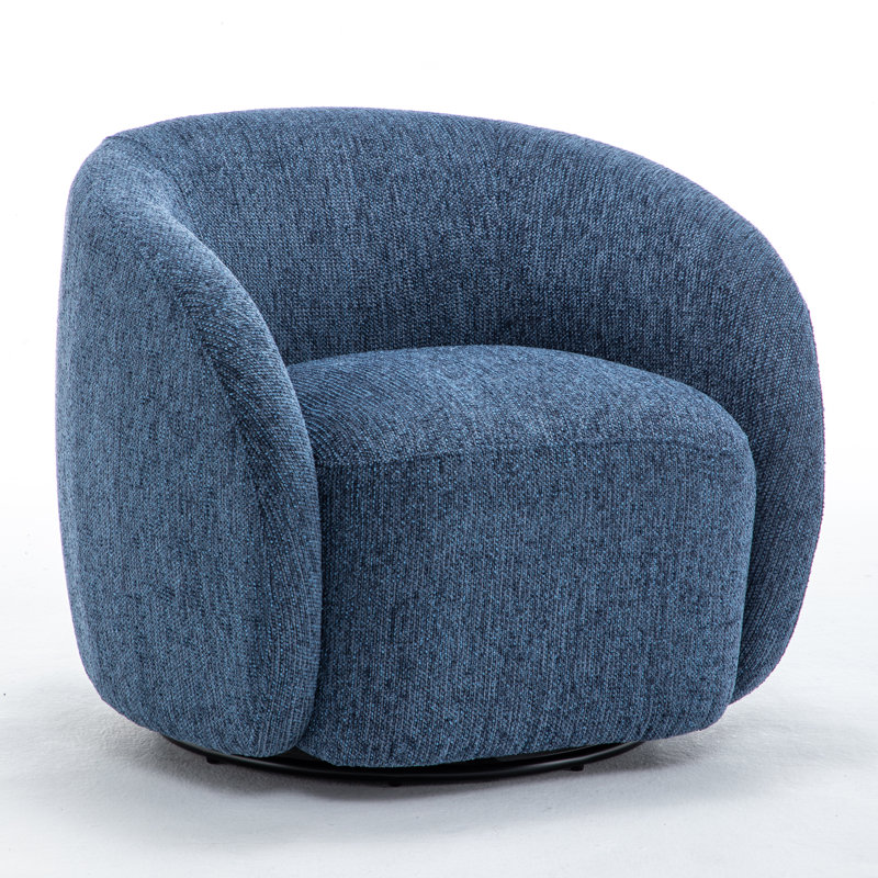 Aunna Upholstered Swivel Barrel Chair, Navy