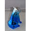 Statue de bouledogue français peint en résine bleue et argentée, taille: 7 po x 3 po x H 7 po