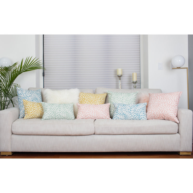 Spring Green and Off-White Rectangular Lumbar Pillow with Polyfill Insert