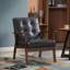 Fauteuil d'appoint rembourré capitonné rétro avec pieds en bois massif 25 po Chesterle-111076883