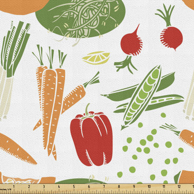 Dalila Food with Carrot Pepper Soybean Pumpkin Slice and Pease Fabric