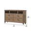 Commode large 7 tiroirs Lyla, bois de chêne massif rustique, panneaux de miroir antiques