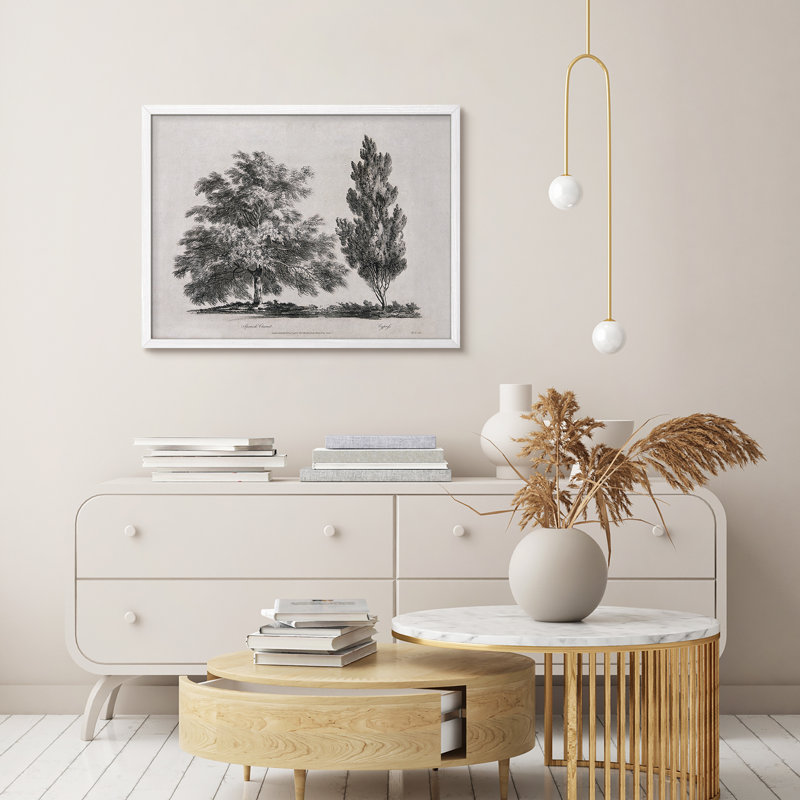 "Gray Trees Vintage Rustic Artwork, impressions encadrées, affiches, petit art mural de salle de bain", H 12 po x l 16 po