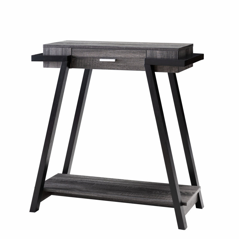 Table de couloir moderne avec tiroir et tablette inférieure grise / noire - deux allures 32,16 po Profondeur de la conception de la console d'entrée de panneau de particules 19 Largeur de l'emballage