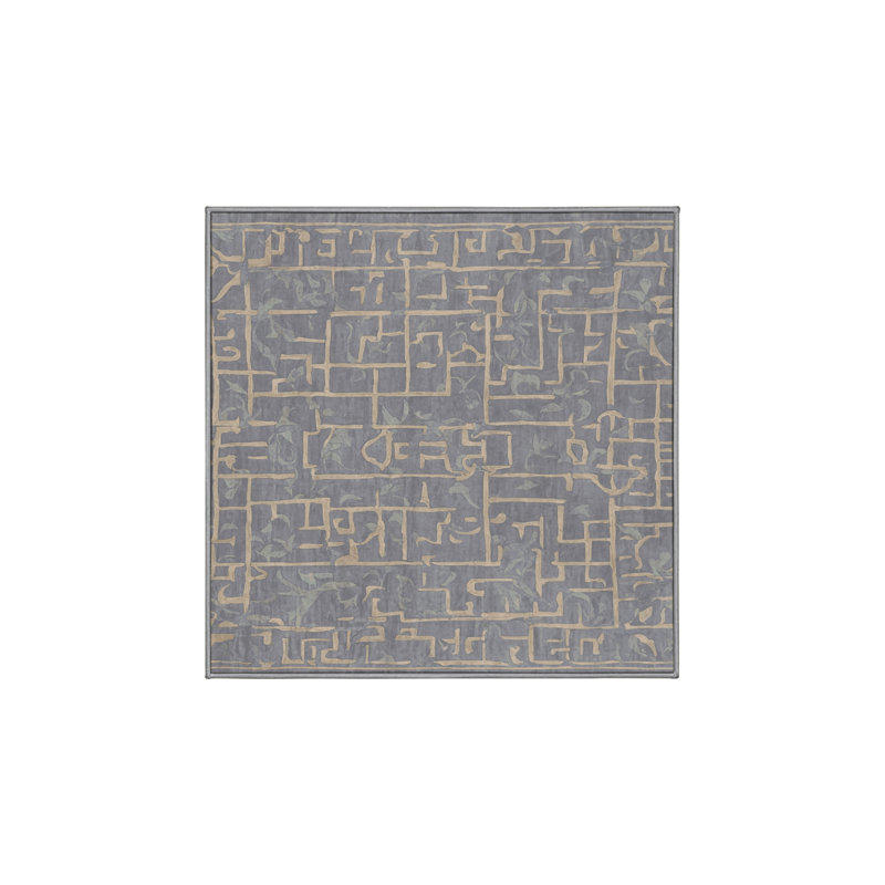 Machine Washable Gray Area Rug, Square 5'