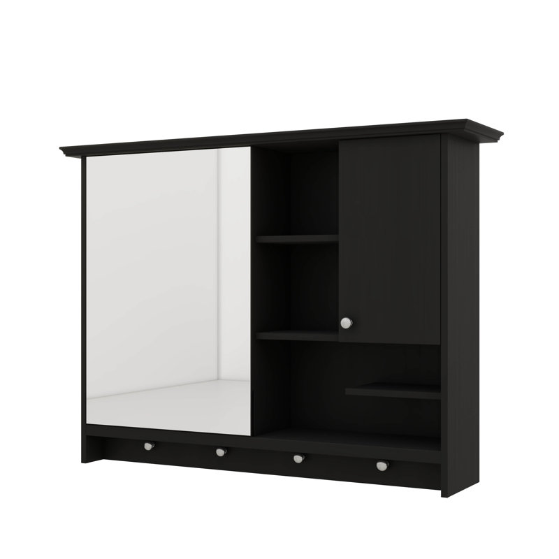 Armoire à miroir murale de 36 pouces, solution de rangement de salle de bain avec tablettes personnalisables, Noir