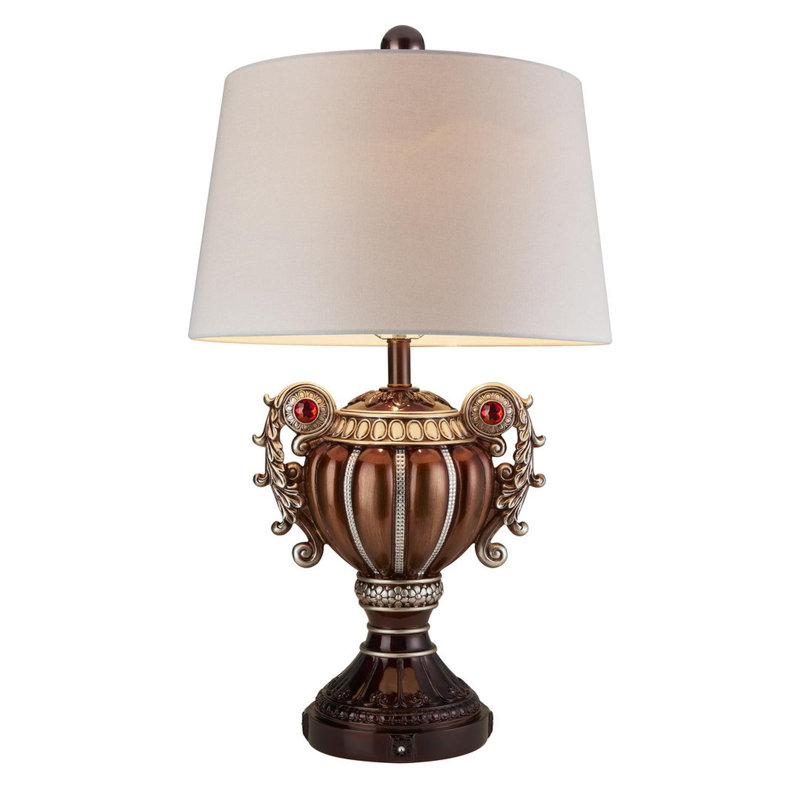Lampe de table 29,5 "en forme d'urne" Delicata ", bronze avec accents argentés