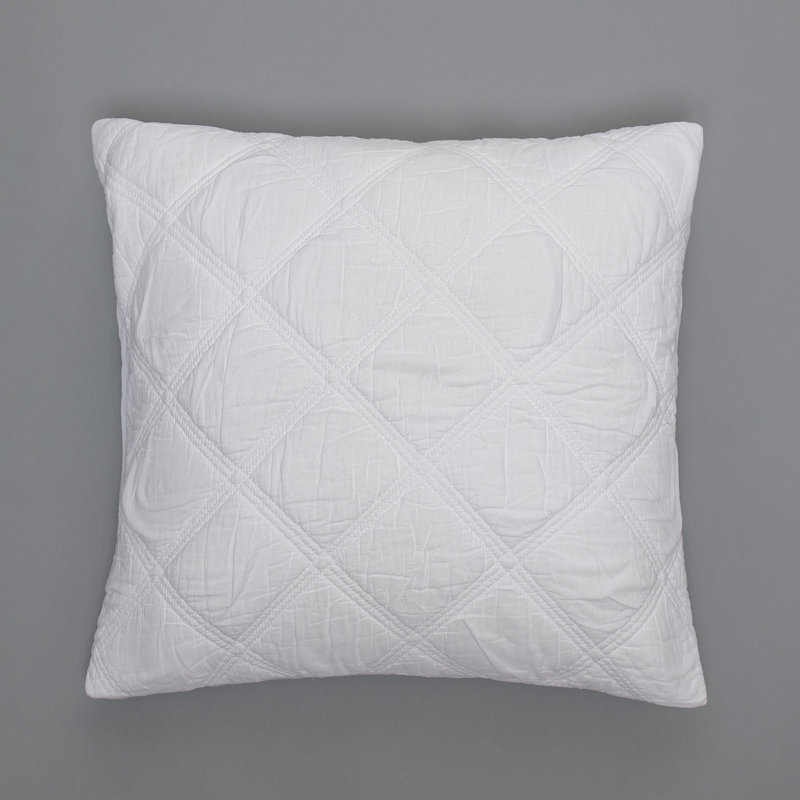 Cotton Standard Geometric Sham Set, White