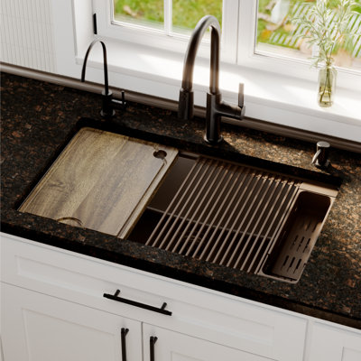 Ensemble d'évier de cuisine à cuve simple encastrable en quartz 32 po Karran