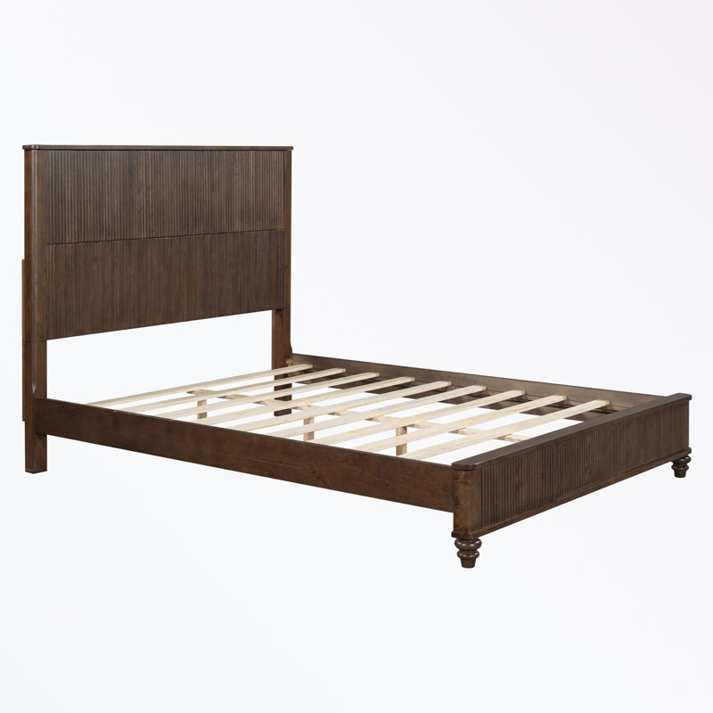 Grand lit plateforme avec tête de lit, Noyer