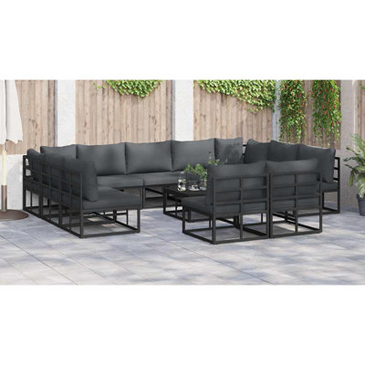 Garden Sofa Set with Cushion Aluminium Outdoor Seating Patio
