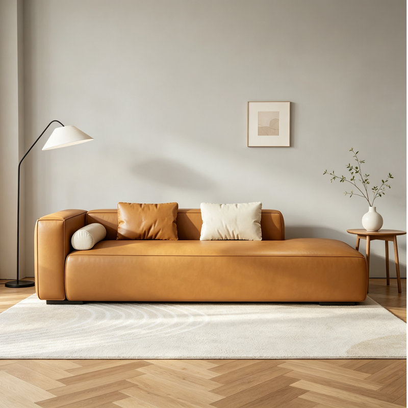Chaise longue en similicuir de luxe moderne, Orange