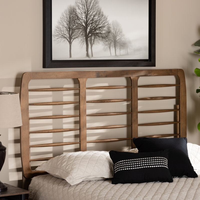 Tête de lit double Red Barrel Studio® de style Mid-Century - couleur noyer cendré, Double