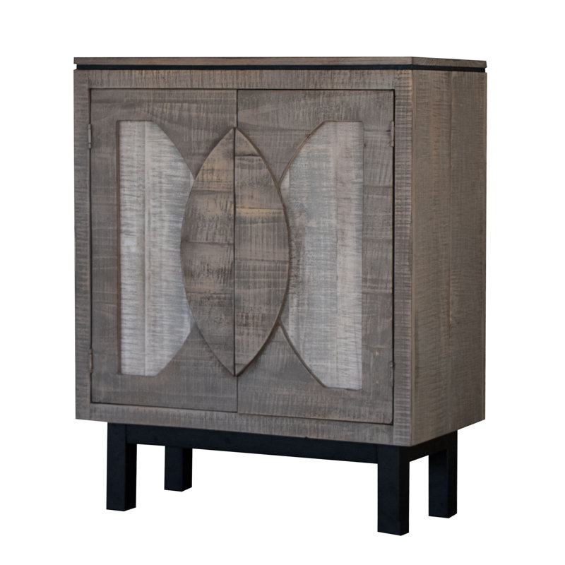32" Gray Solid and Manufactured Wood Distressed Buffet Table