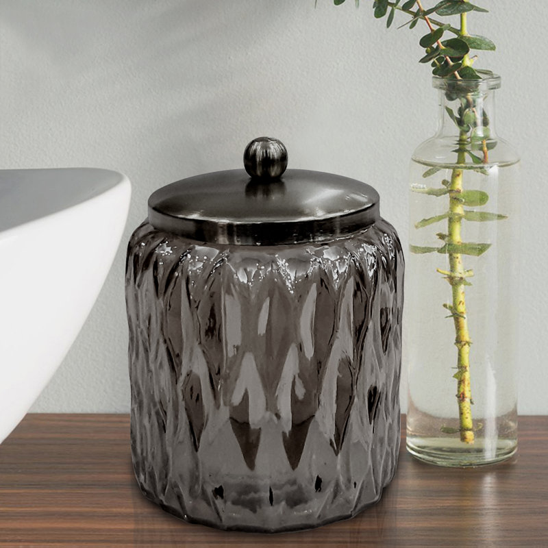 Glacier Bathroom Storage Container, Smoke/Black