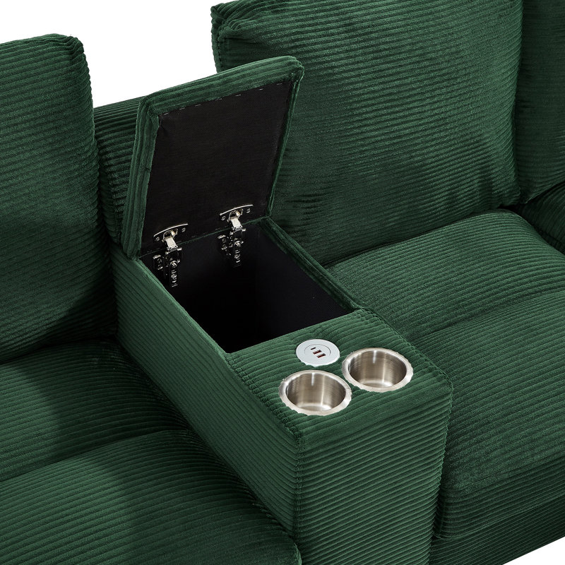Canapé modulaire moderne en forme de U avec repose-pieds, porte-gobelets et ports USB pour un salon confortable et fonctionnel