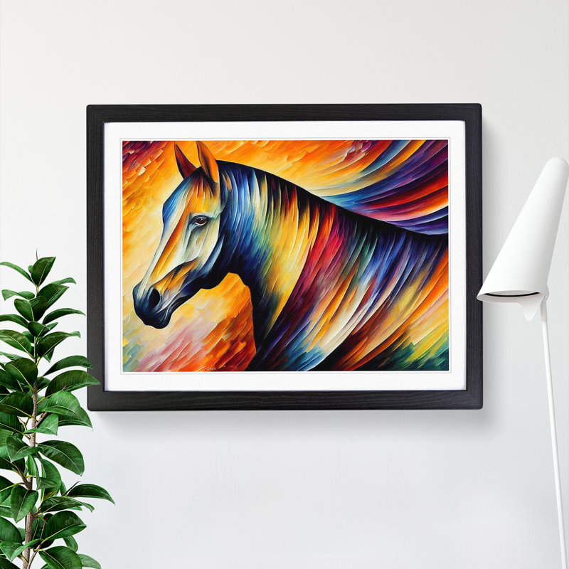 Horse Vol.2 Abstract - Single Picture Frame Painting, 25cm H x 34cm W x 2cm D, Black