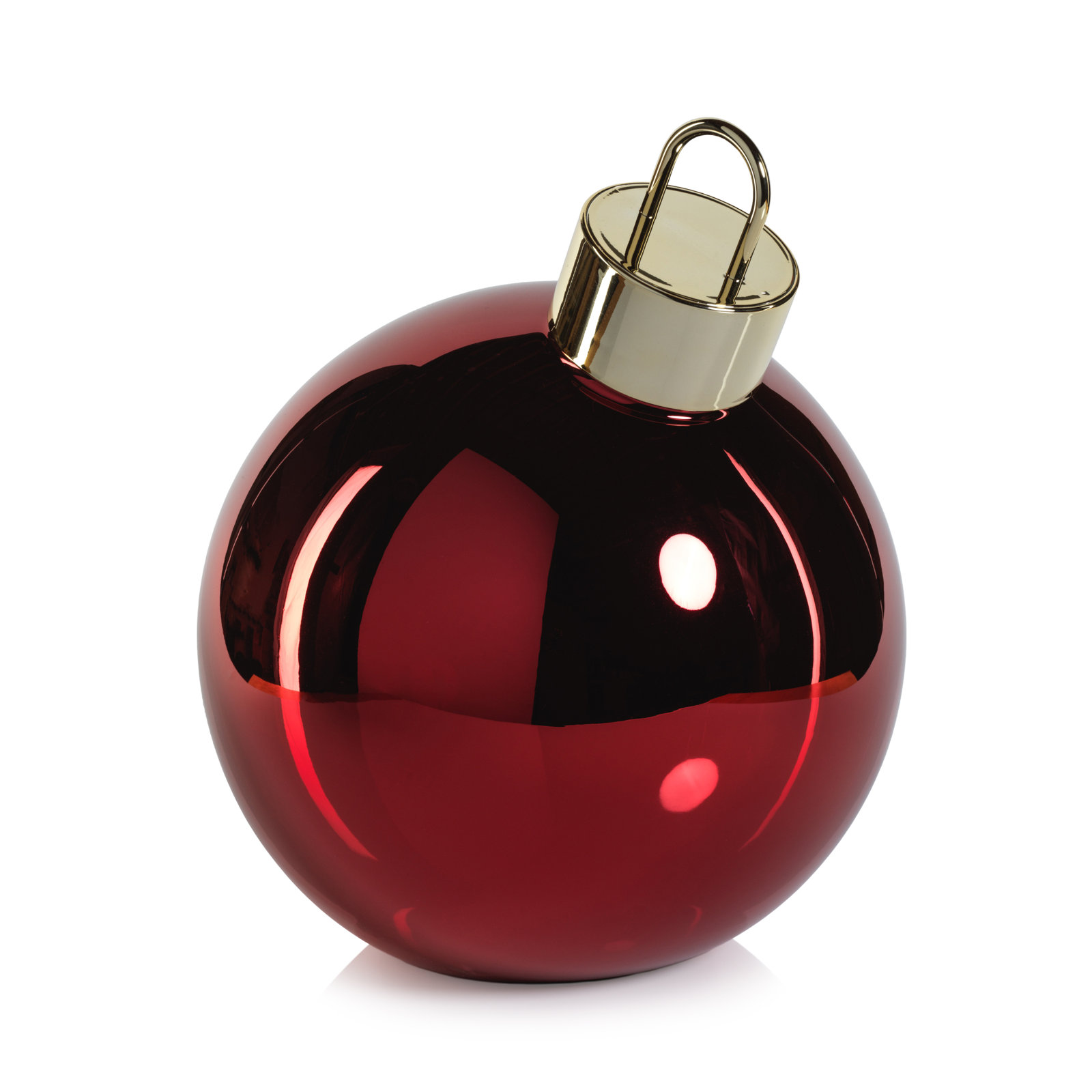 Lighted Glass Slanted Ball Christmas Ornament , 11.75" H x 11.75" W x 11.75" D, Red